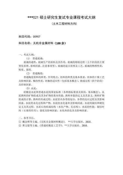 2021硕士研究生复试专业课程考试大纲【模板】