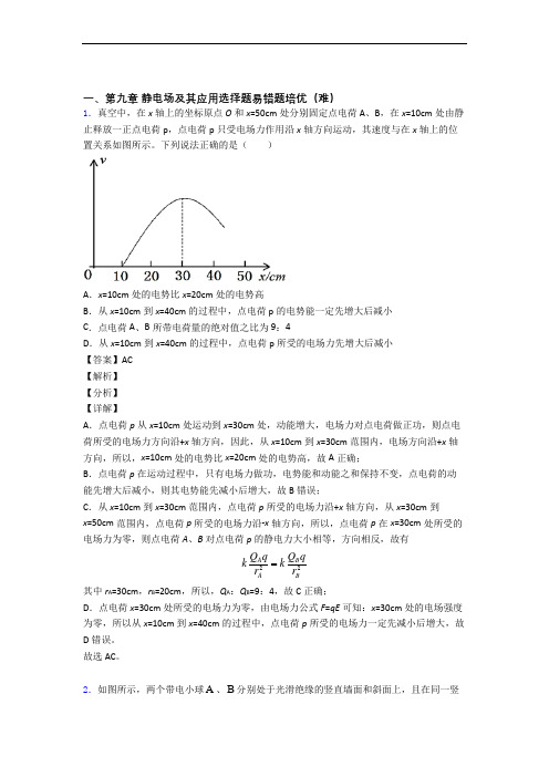陕西省渭南市尚德中学物理 静电场及其应用专题试卷