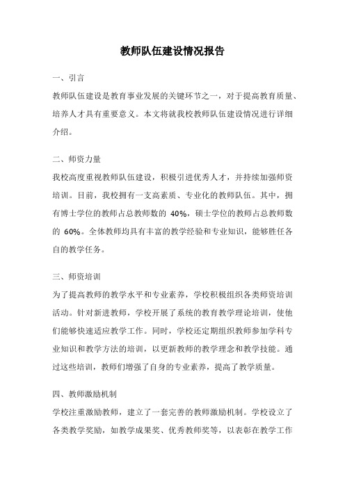 教师队伍建设情况报告