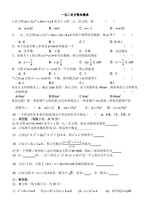 一元二次方程提高训练