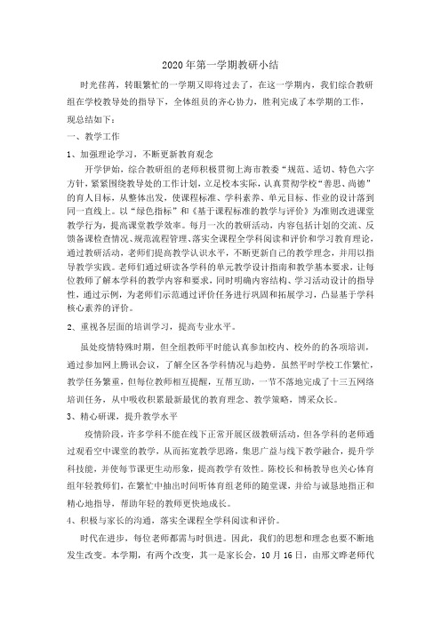 第一学期综合教研组小结