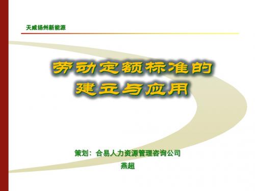 《劳动定额标准的建立与应用》课程大纲