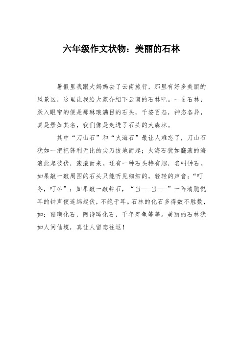 六年级作文状物：美丽的石林