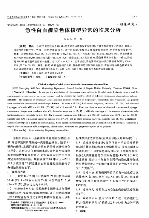 急性白血病染色体核型异常的临床分析
