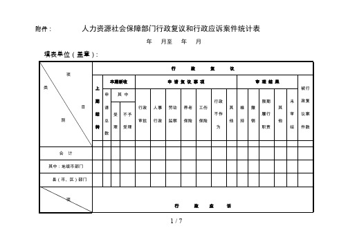 1人力资源社会保障部门行政复议和行政应诉案件统计表