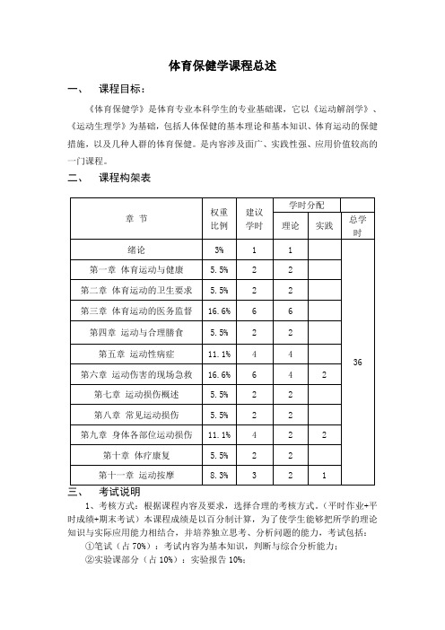 体育保健学课程总述