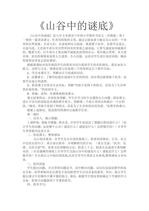 山谷中的谜底