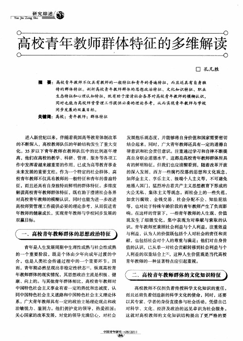 高校青年教师群体特征的多维解读