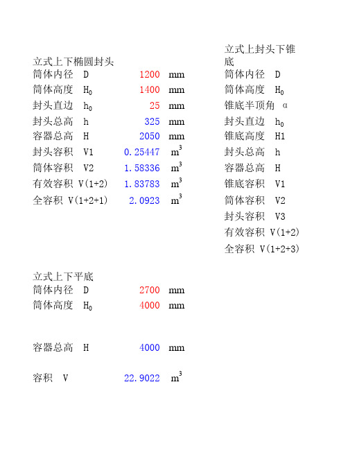 容积计算公式表格 免计算
