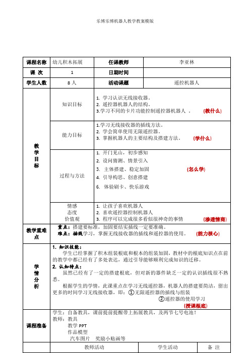 乐博乐博教案-无线遥控车机器人