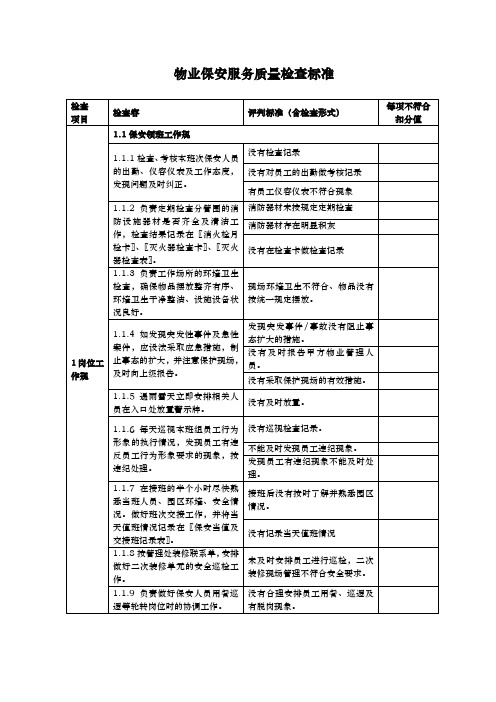 保安质量检查标准