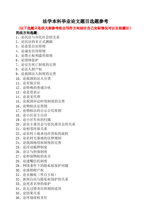 法学本科毕业论文题目选题参考【范本模板】