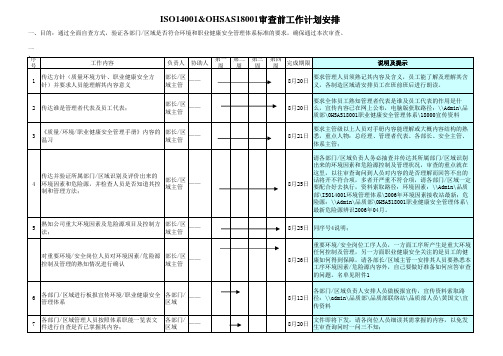 ISO14001&OHSAS18001审核前工作计划安排