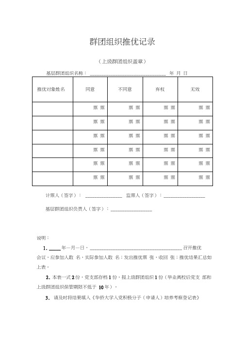 群团组织推优记录
