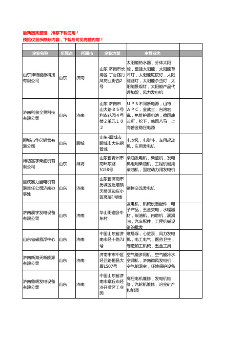 新版山东省发电机工商企业公司商家名录名单联系方式大全930家