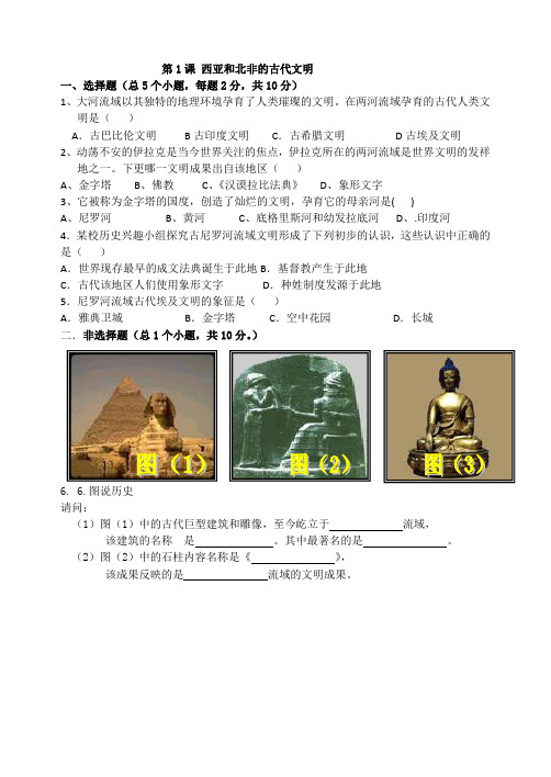最新北师大版九年级历史上册 第1课 西亚和北非的古代文明