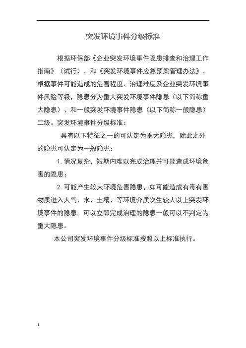 企业突发环境事件分级标准