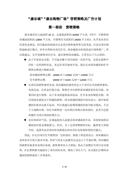 康乐城营销策略及广告计划