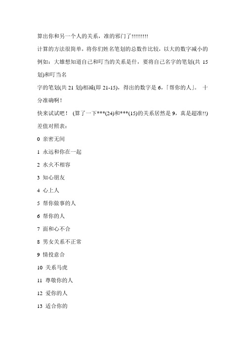 笔画算关系