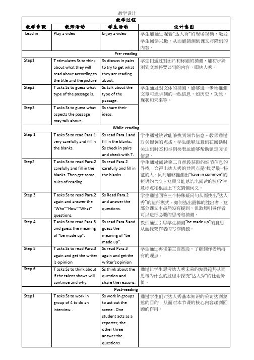 初中英语《Who' s Got Talent》优质教学设计、教案