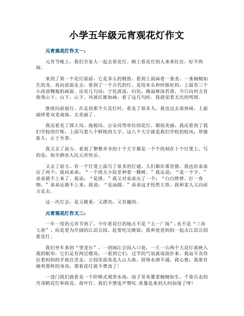 小学五年级元宵观花灯作文