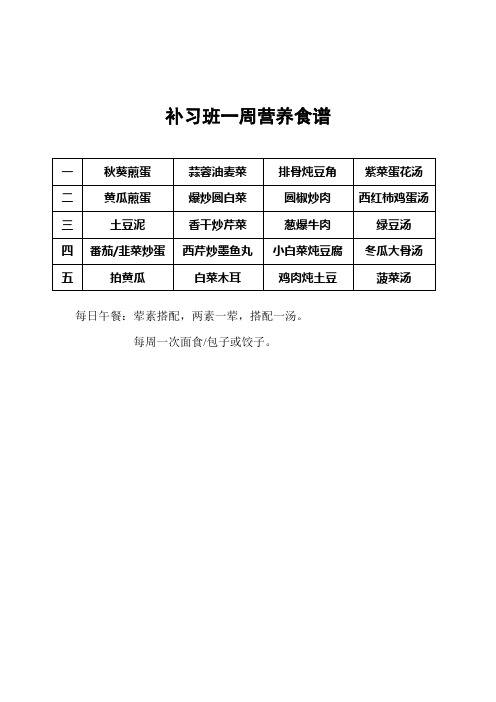 补习班一周营养食谱