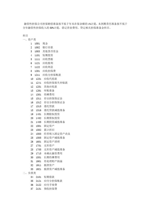 担保公司主要账目处理