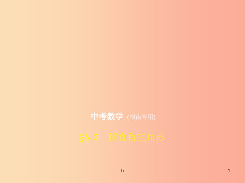 (湖南专版)2019年中考数学一轮复习 第六章 空间与图形 6.3 解直角三角形(试卷部分)课件