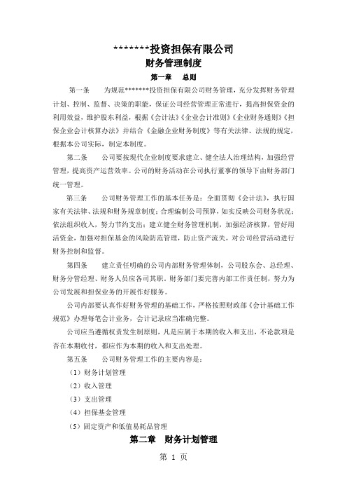 投资担保公司财务管理制度5页word文档