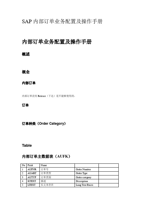 SAP-CO-IO-SAP内部订单业务配置及操作手册