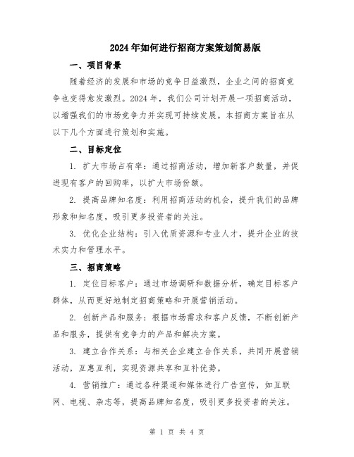 2024年如何进行招商方案策划简易版