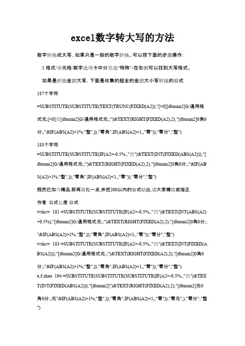 EXCEL数字转大写的方法