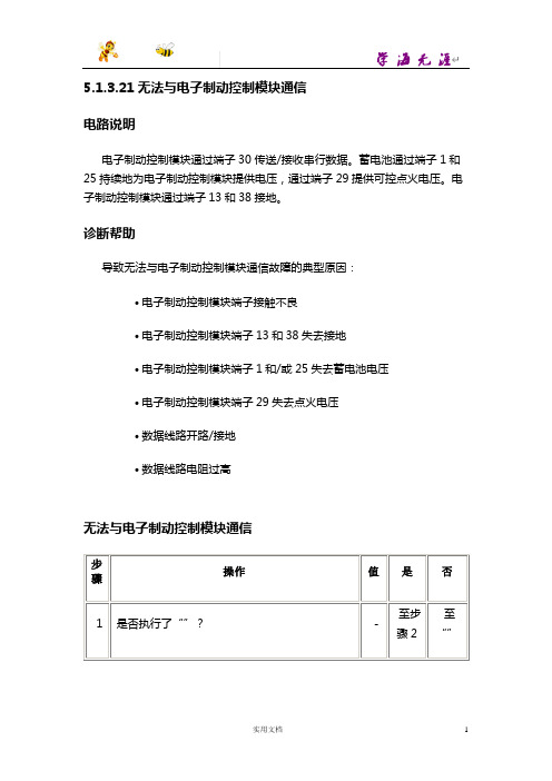 无法与电子制动控制模块通信