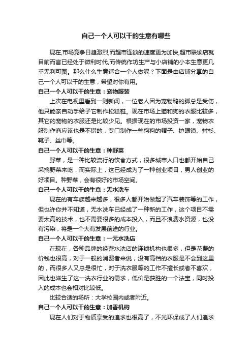 自己一个人可以干的生意有哪些