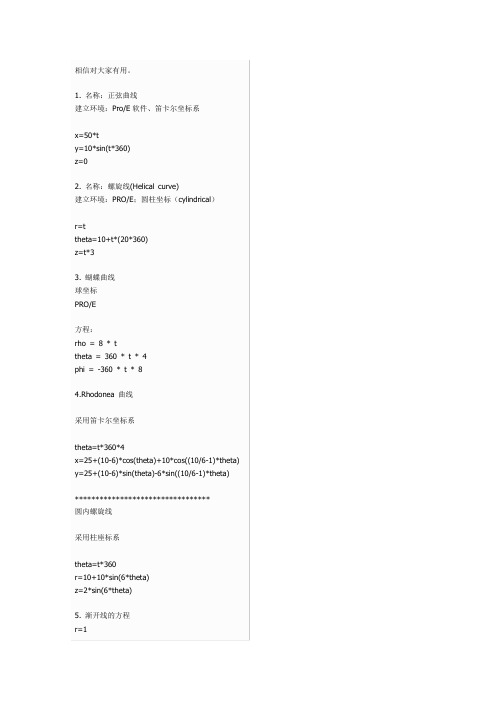 感觉有用的螺旋曲线方程
