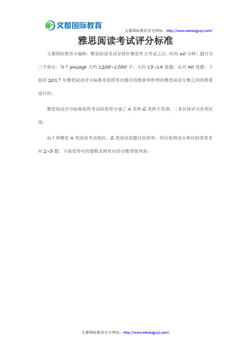 雅思阅读考试评分标准