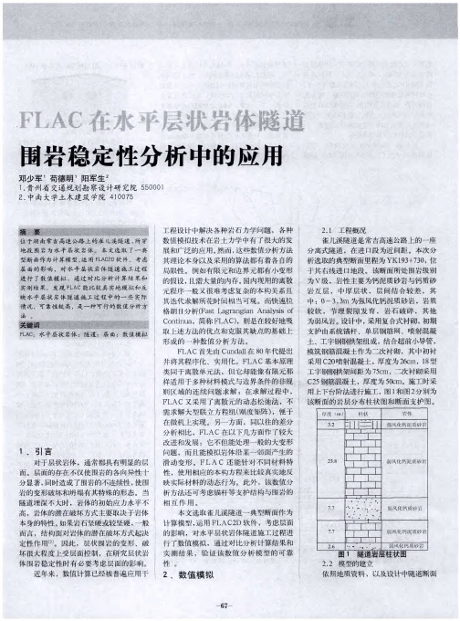 FLAC在水平层状岩体隧道围岩稳定性分析中的应用