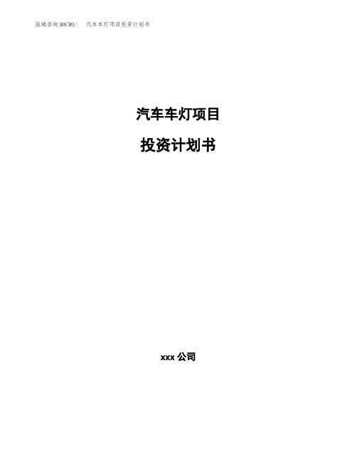 汽车车灯项目投资计划书