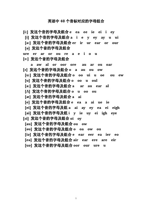 英语48个音标对应的字母