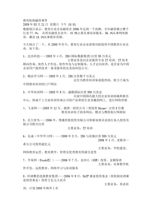 教育机构融资事件