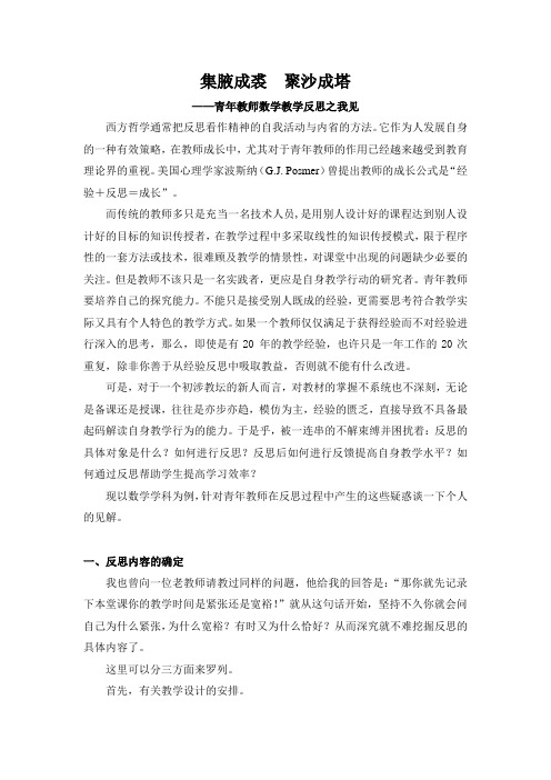 集腋成裘  聚沙成塔 ——青年教师数学教学反思之我见推荐