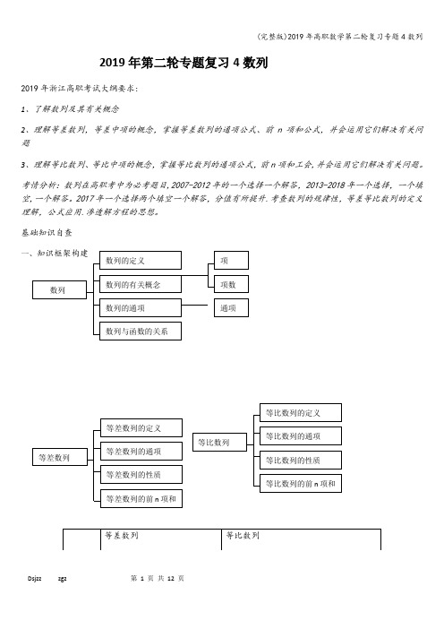 (完整版)2019年高职数学第二轮复习专题4数列
