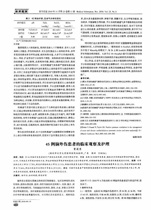 45例脑外伤患者的临床观察及护理