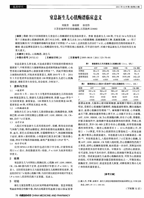 窒息新生儿心肌酶谱临床意义