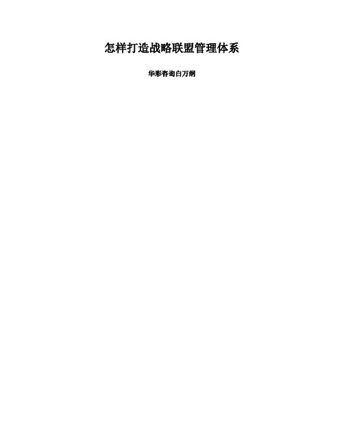如何打造战略联盟管理综合体系