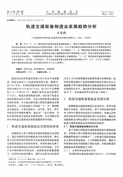 轨道交通装备制造业发展趋势分析