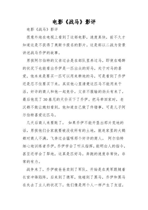电影《战马》影评