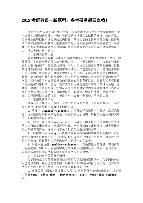 2012考研英语--新题型备考要掌握四点哦!