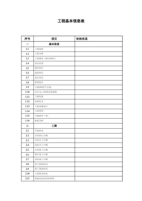 工程基本信息表