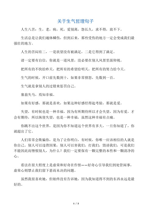 关于生气哲理句子